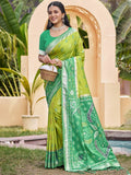 Anaita Green Silk Saree With Blouse Piece