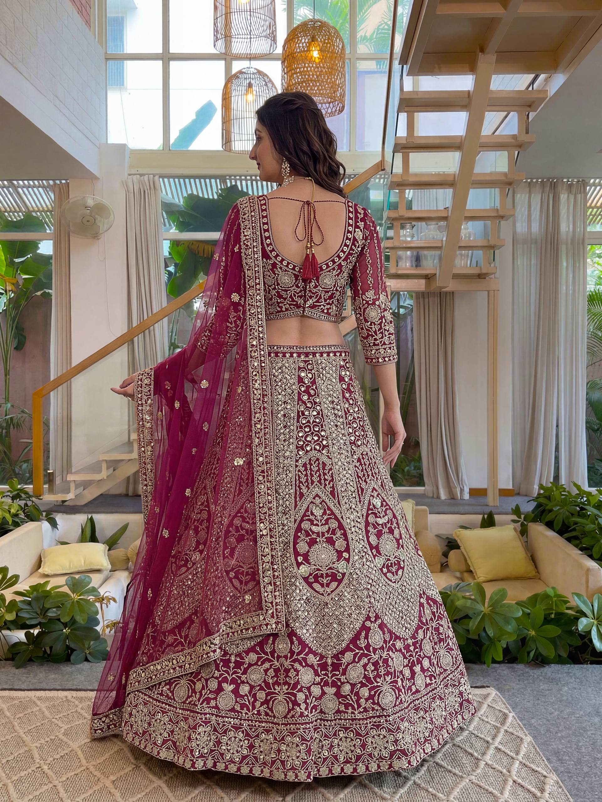 Lehenga Mart Net Lehenga With Cording Embroidery Work-Pink