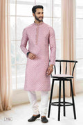 Raivat Ethnic Cotton Thread Work Kurta Pajama In Baby Pink Colour