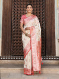 Anaita Off White Silk Woven Saree With Blouse