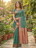 Shree Shyam Fashion Green Linen Cotton Saree