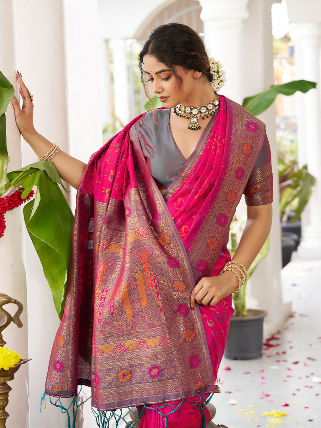 Shree Shyam Fashion Pink Soft Silk Saree