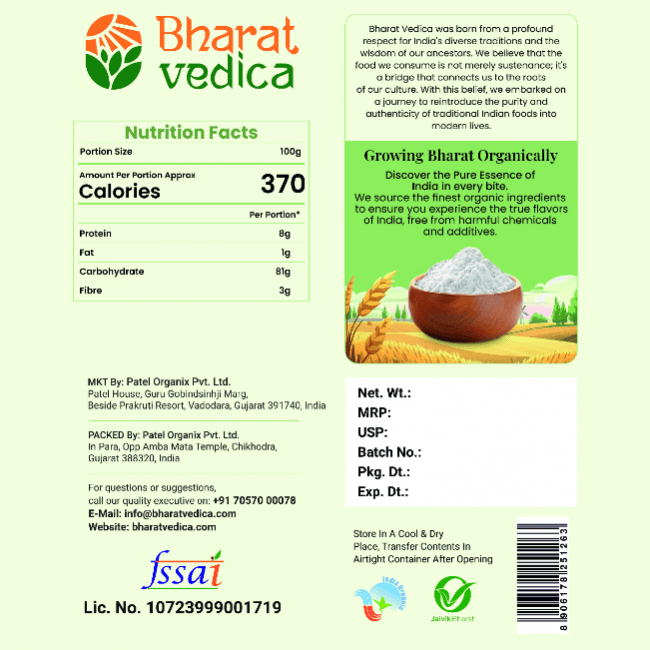 Bharat Vedica Organic Rice Flour - Organic Chawal ka Atta