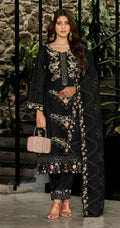 Anaita Black Fox Georgette Stitched Suit with Embroidery Sequins & Khatli Work
