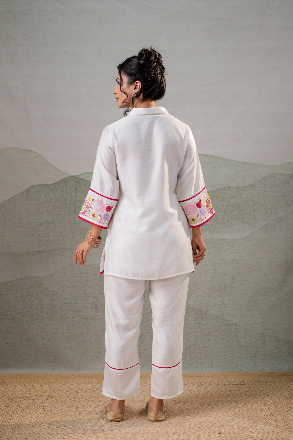 Juniper White Bloom Tassel Kurta Co-Ord