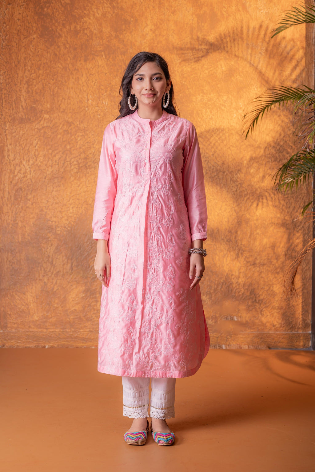 Juniper Gulnaar Peach Foil Print Kurta