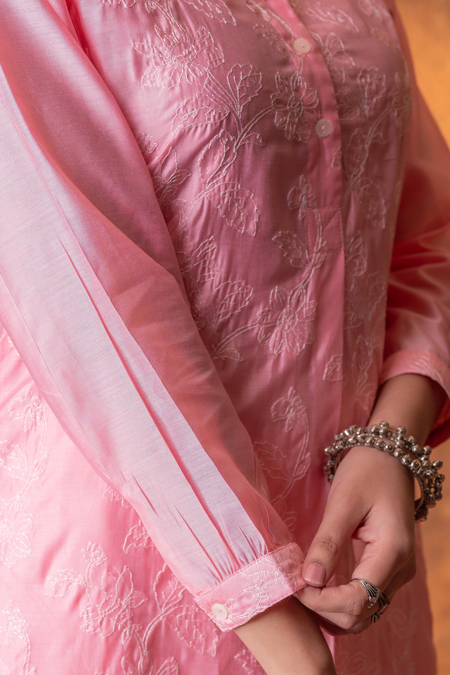 Juniper Gulnaar Peach Foil Print Kurta