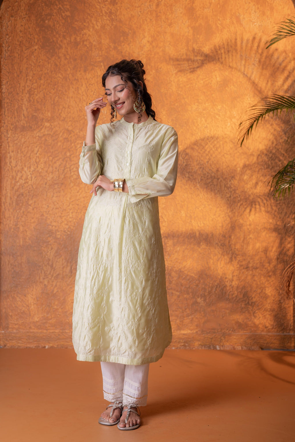 Juniper Pistachio SageGreen Foil Print Kurta