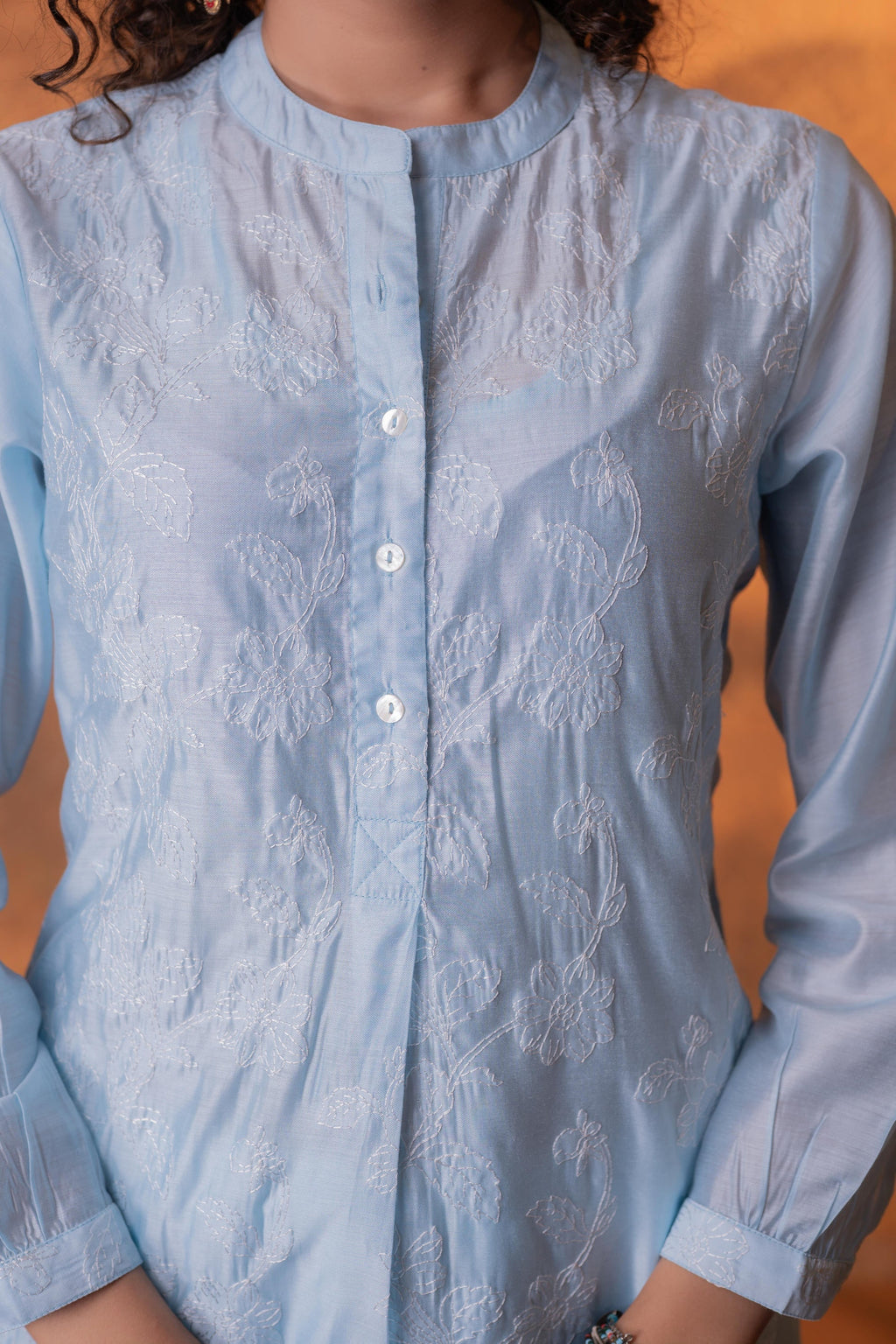 Juniper Neelara Powder Blue Foil Print Kurta