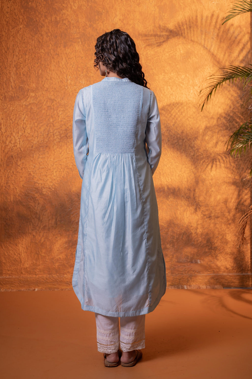 Juniper Neelara Powder Blue Foil Print Kurta