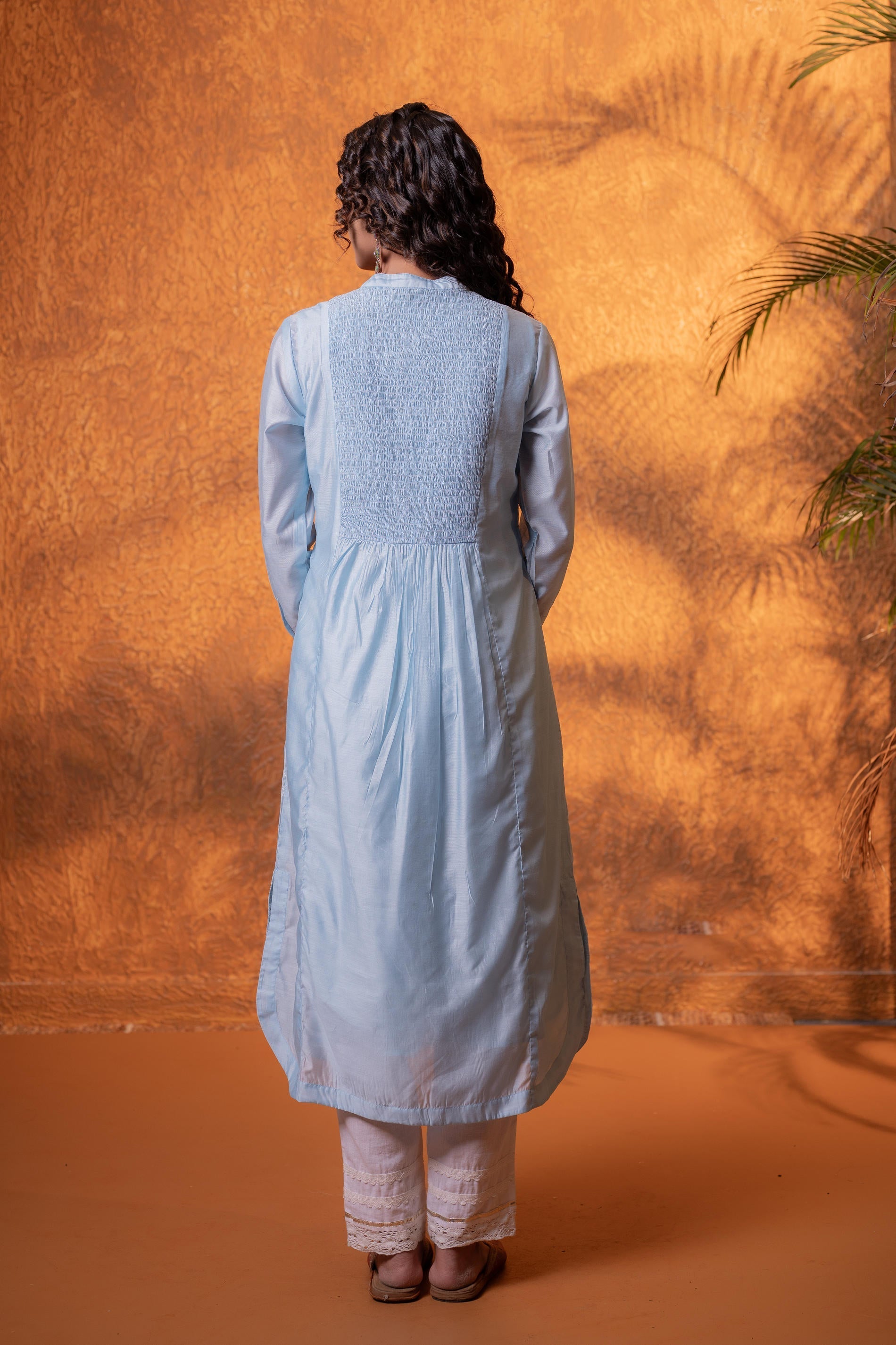 Juniper Neelara Powder Blue Foil Print Kurta