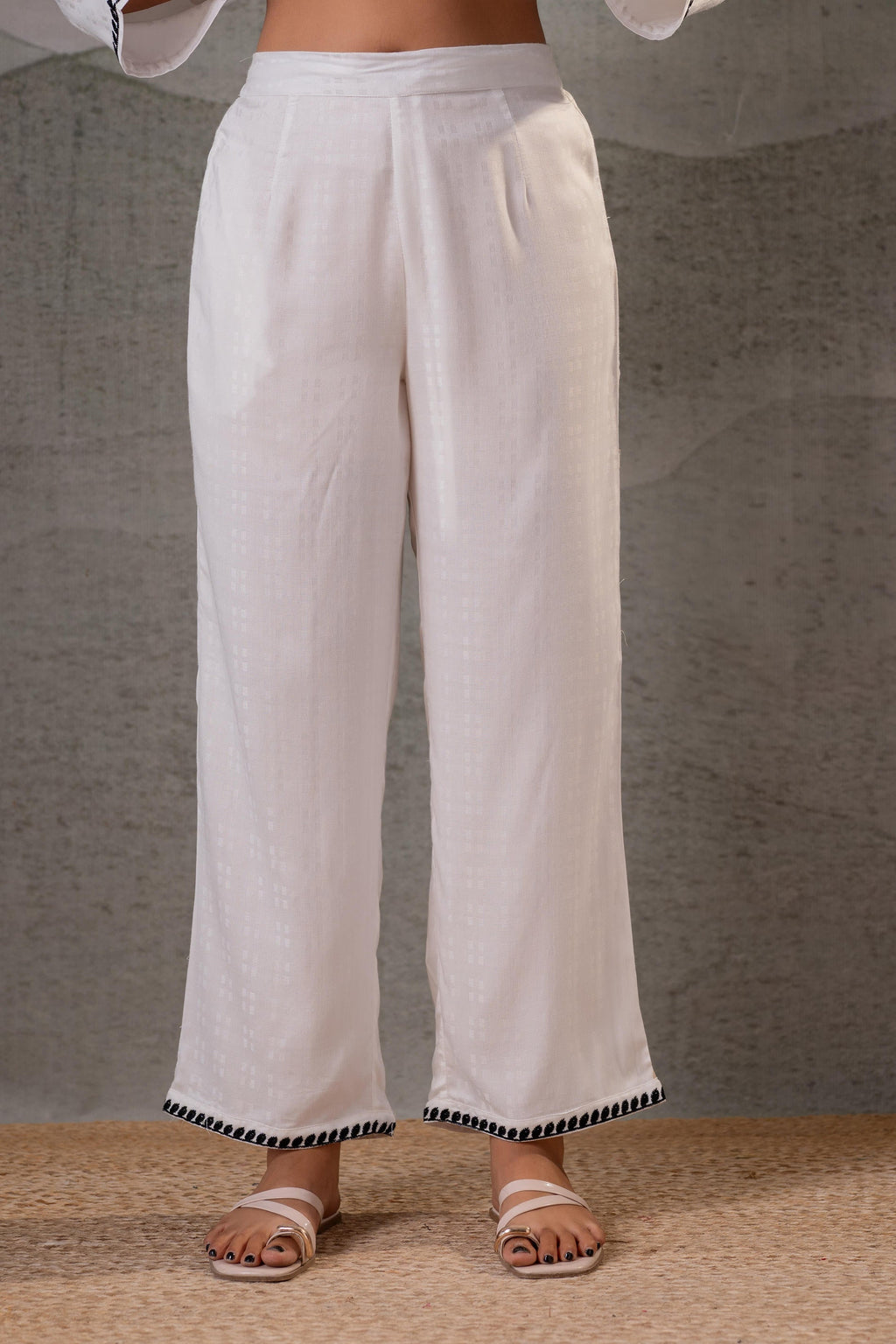 Juniper Noir Flora White & Black Embroidered Co-Ord Set