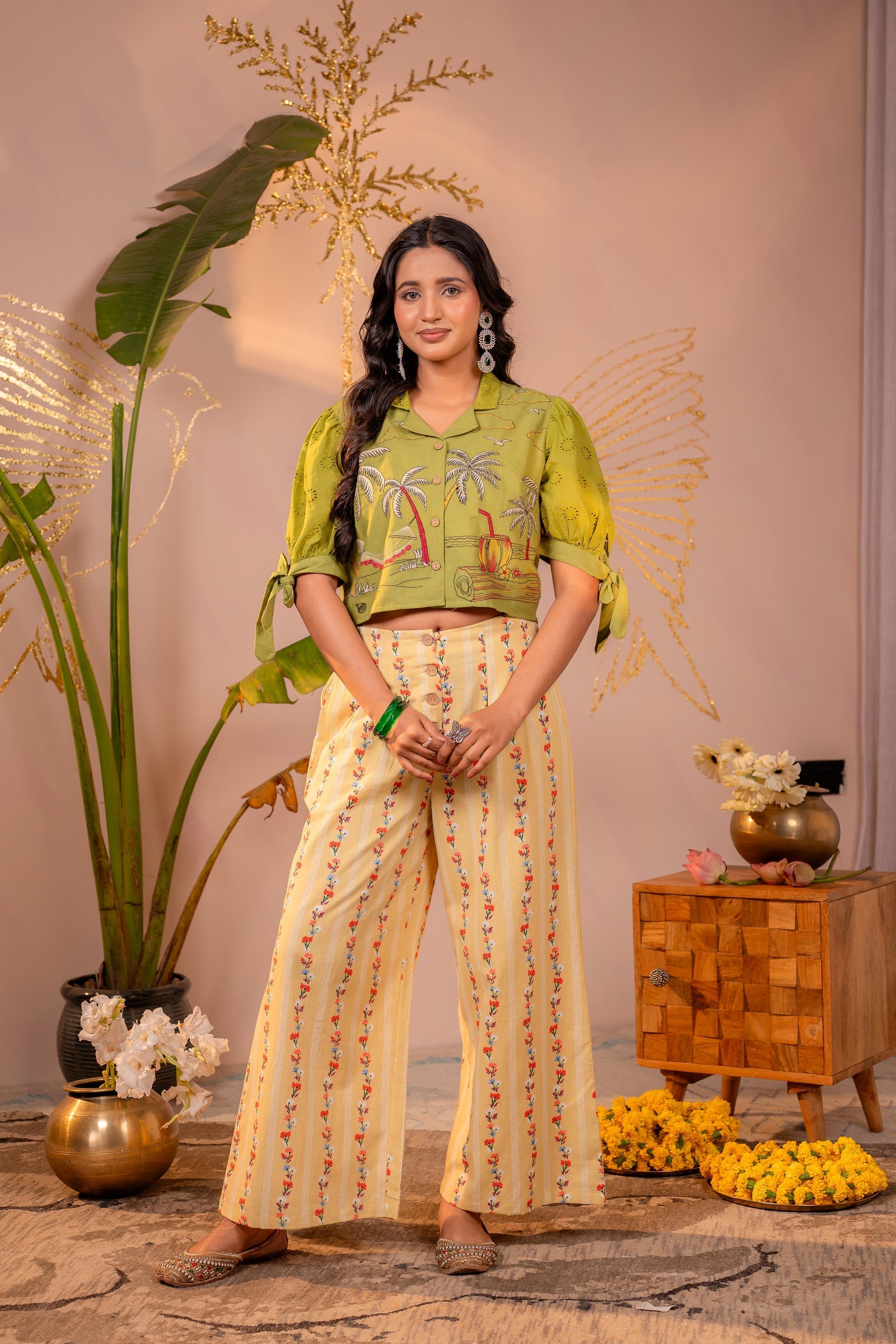 Juniper Palm Muse Beige Co-Ord Set