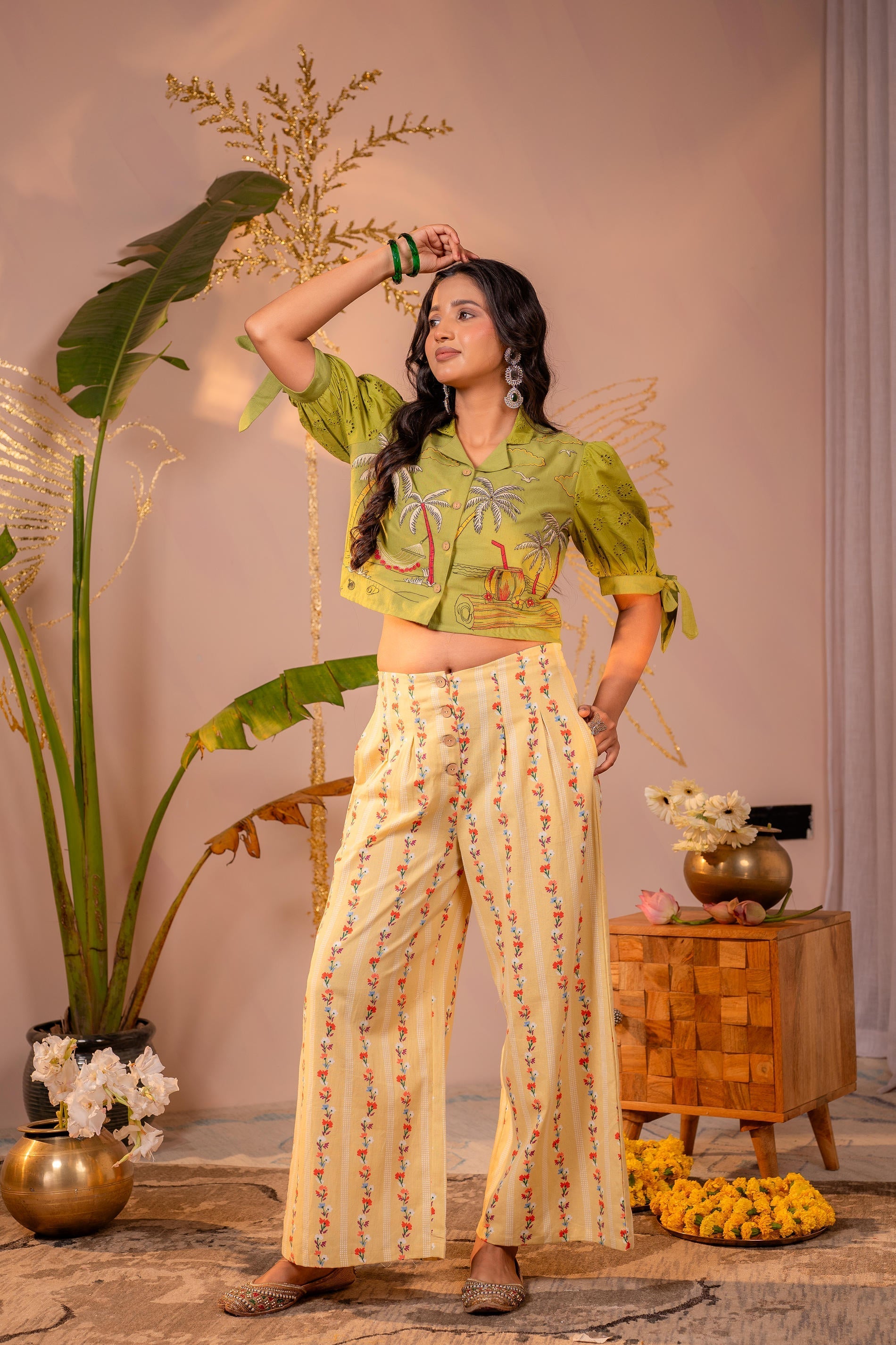 Juniper Palm Muse Beige Co-Ord Set