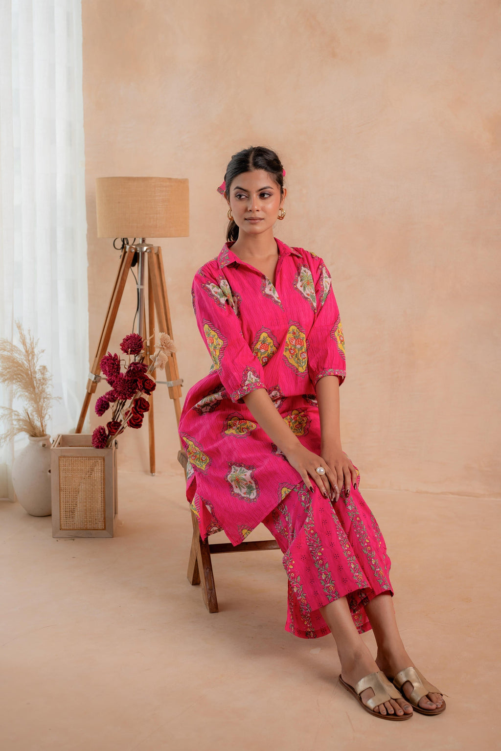 Juniper Gulnaar Heritage Print Kurta And Pant Set