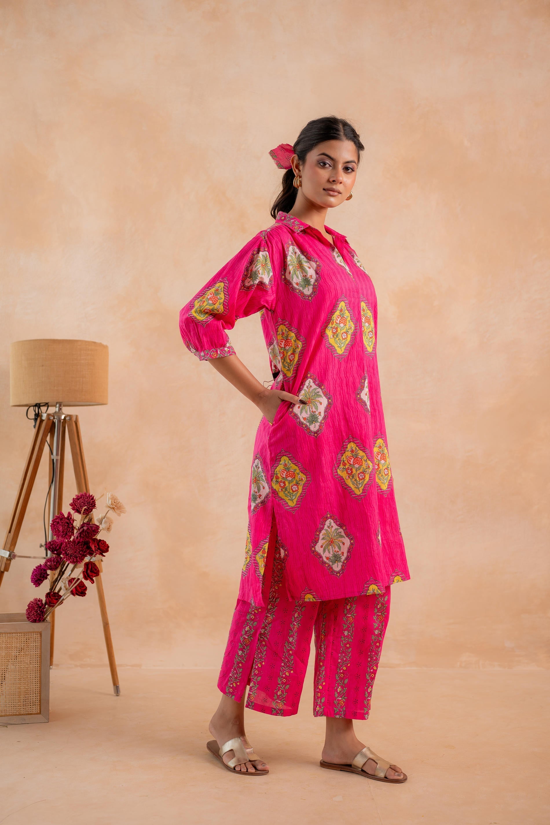 Juniper Gulnaar Heritage Print Kurta And Pant Set