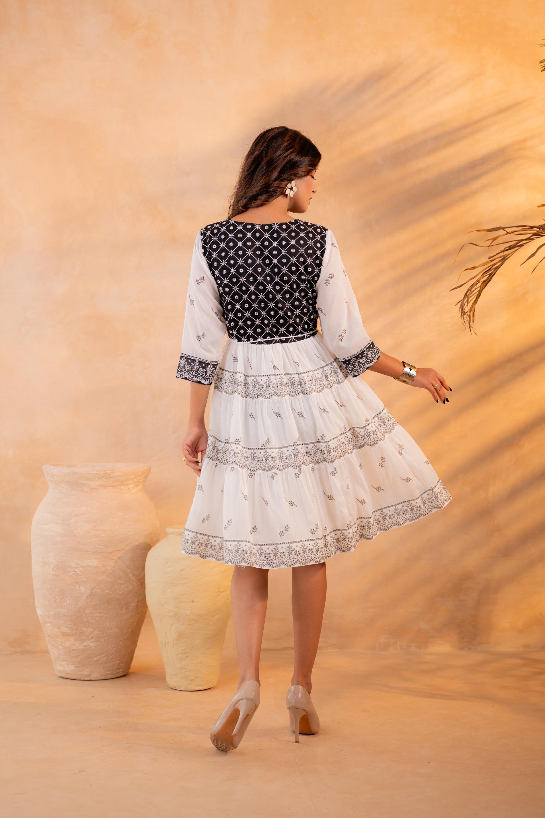 Juniper Black & White Heritage Tier Dress
