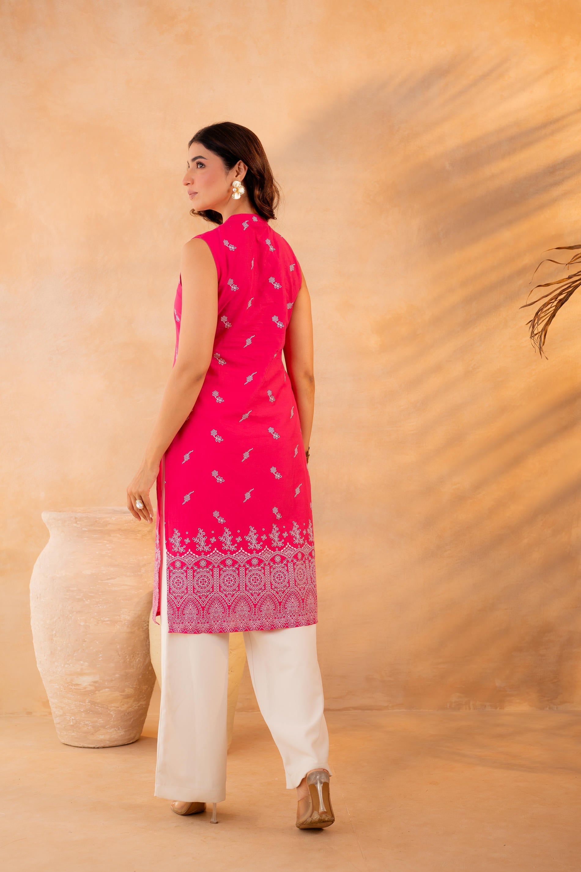 Juniper Fuchsia Bloom Border Kurta