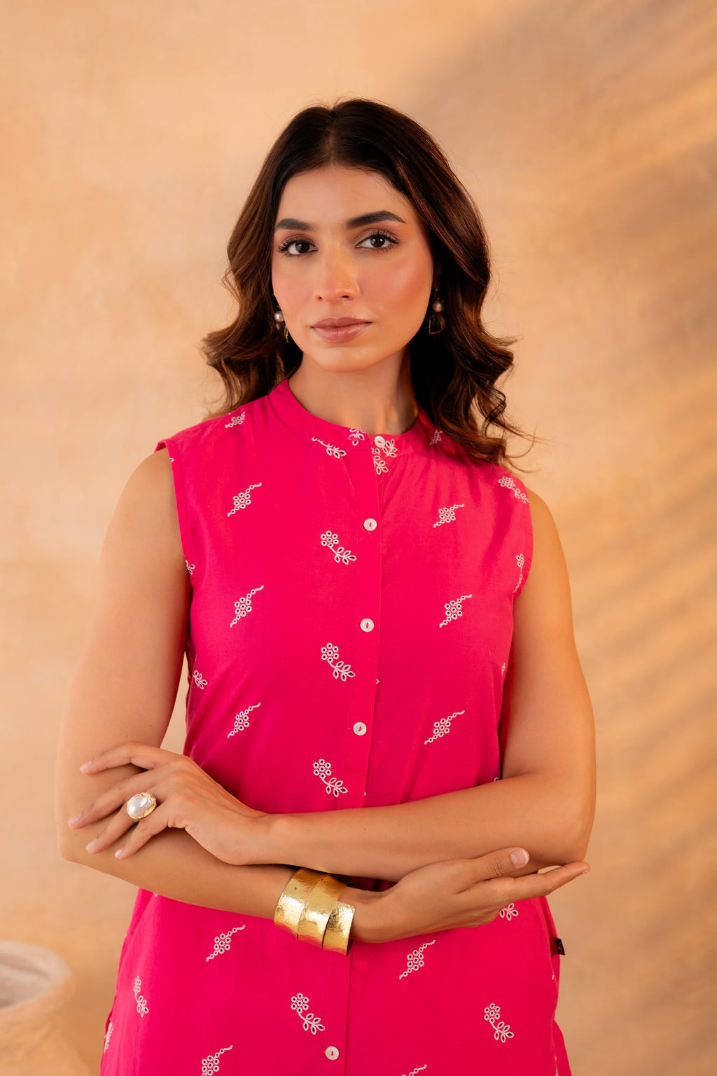 Juniper Fuchsia Bloom Border Kurta