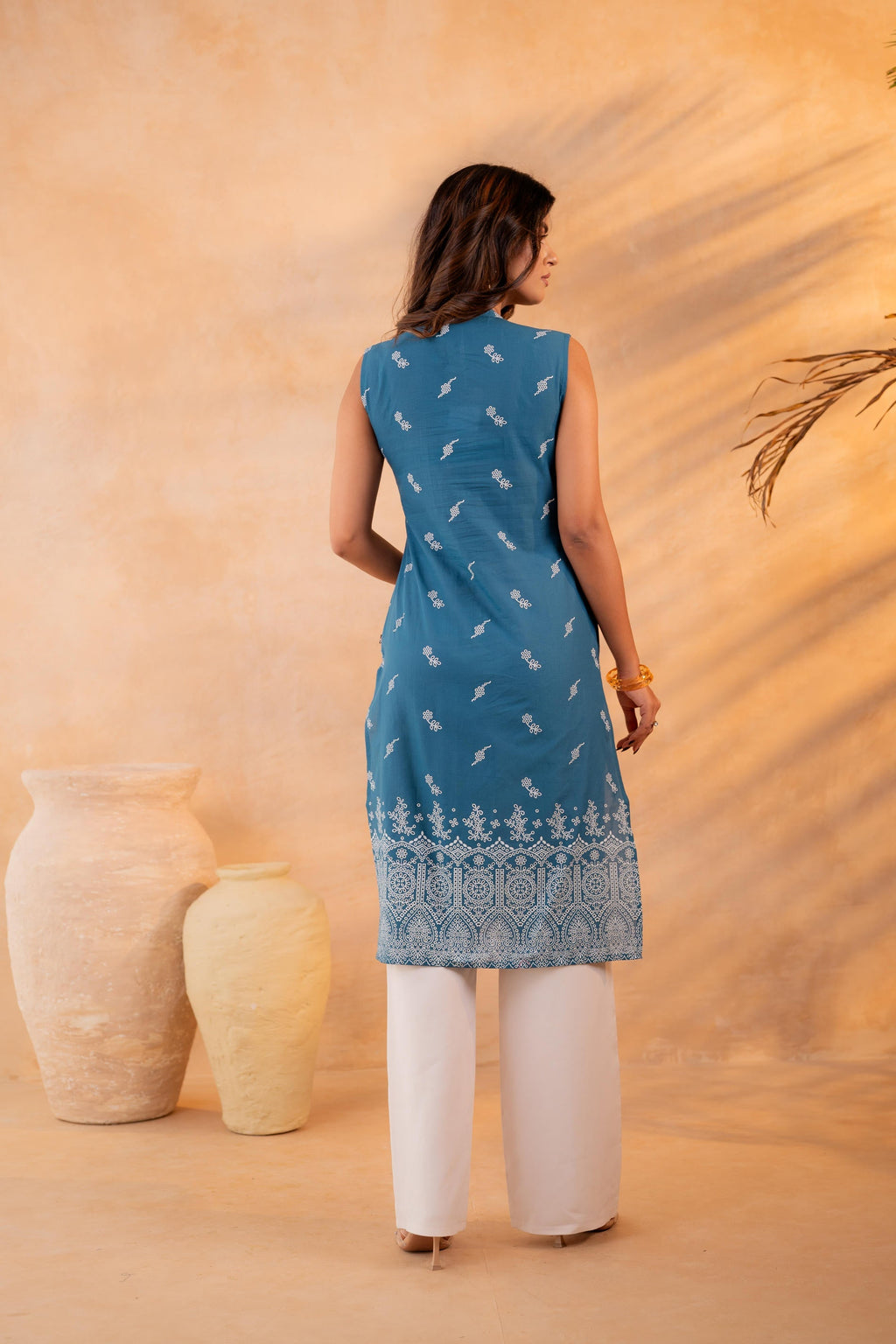 Juniper Indigo Bloom Border Kurta