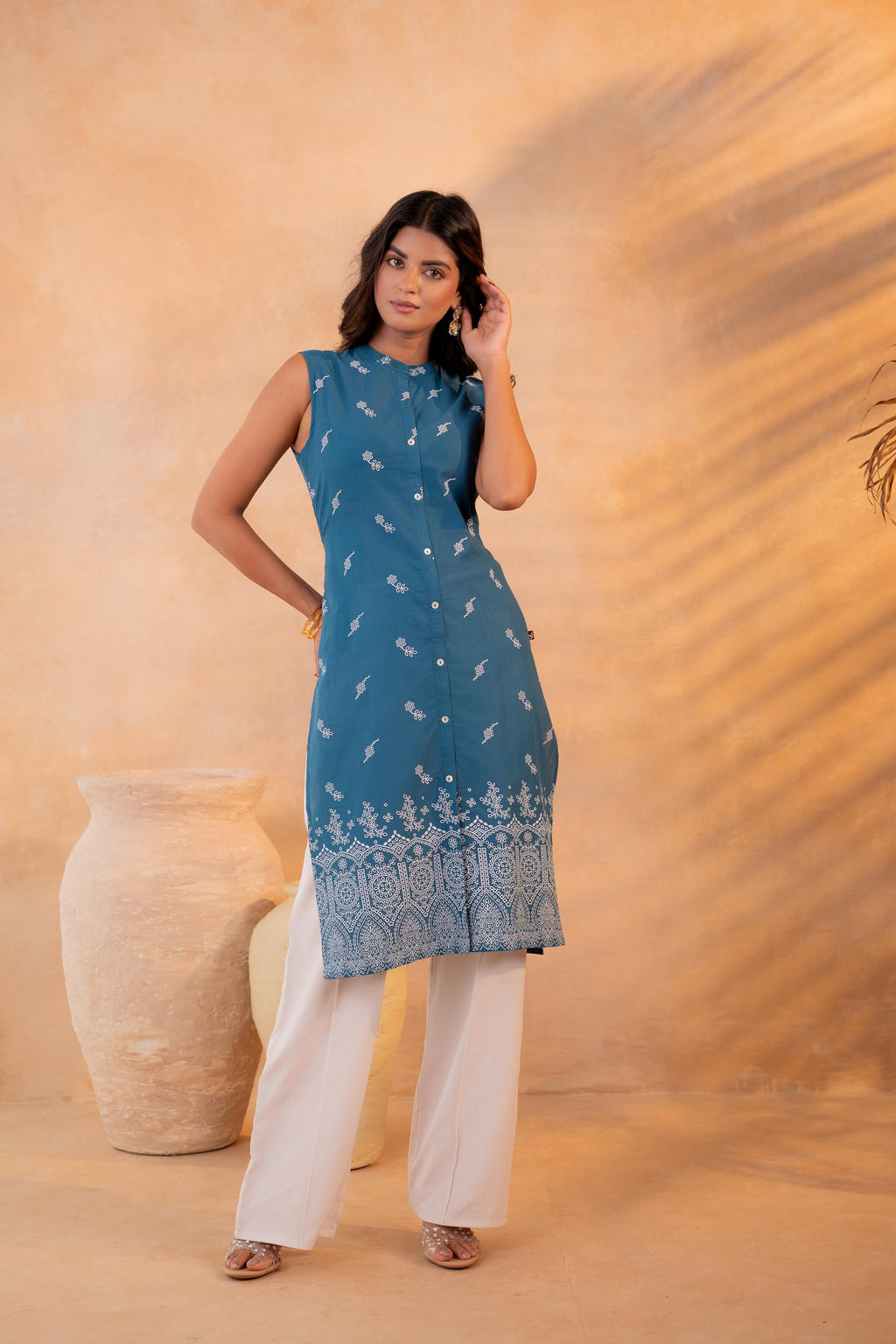 Juniper Indigo Bloom Border Kurta