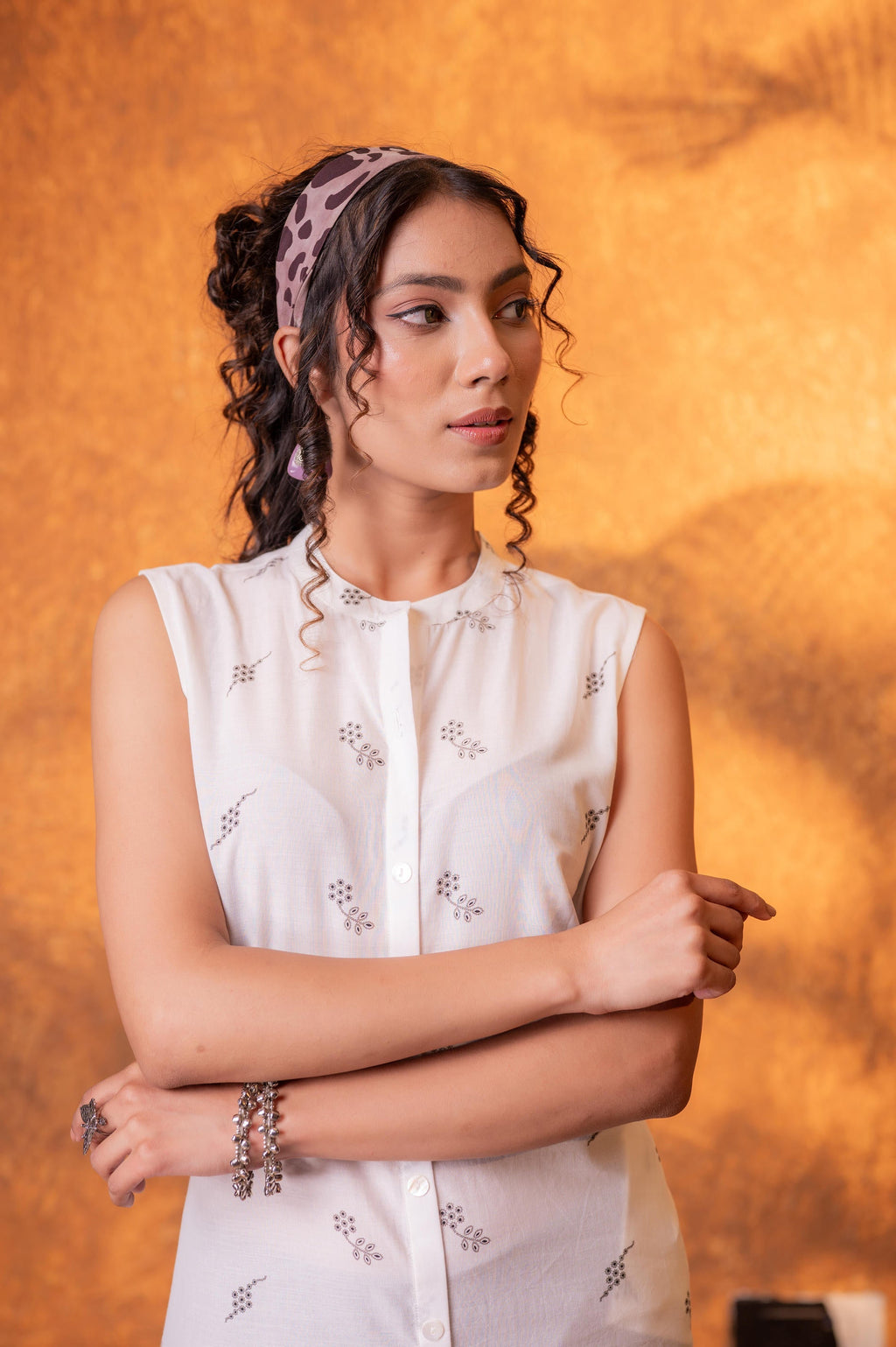 Juniper Black & White Bloom Border Kurta
