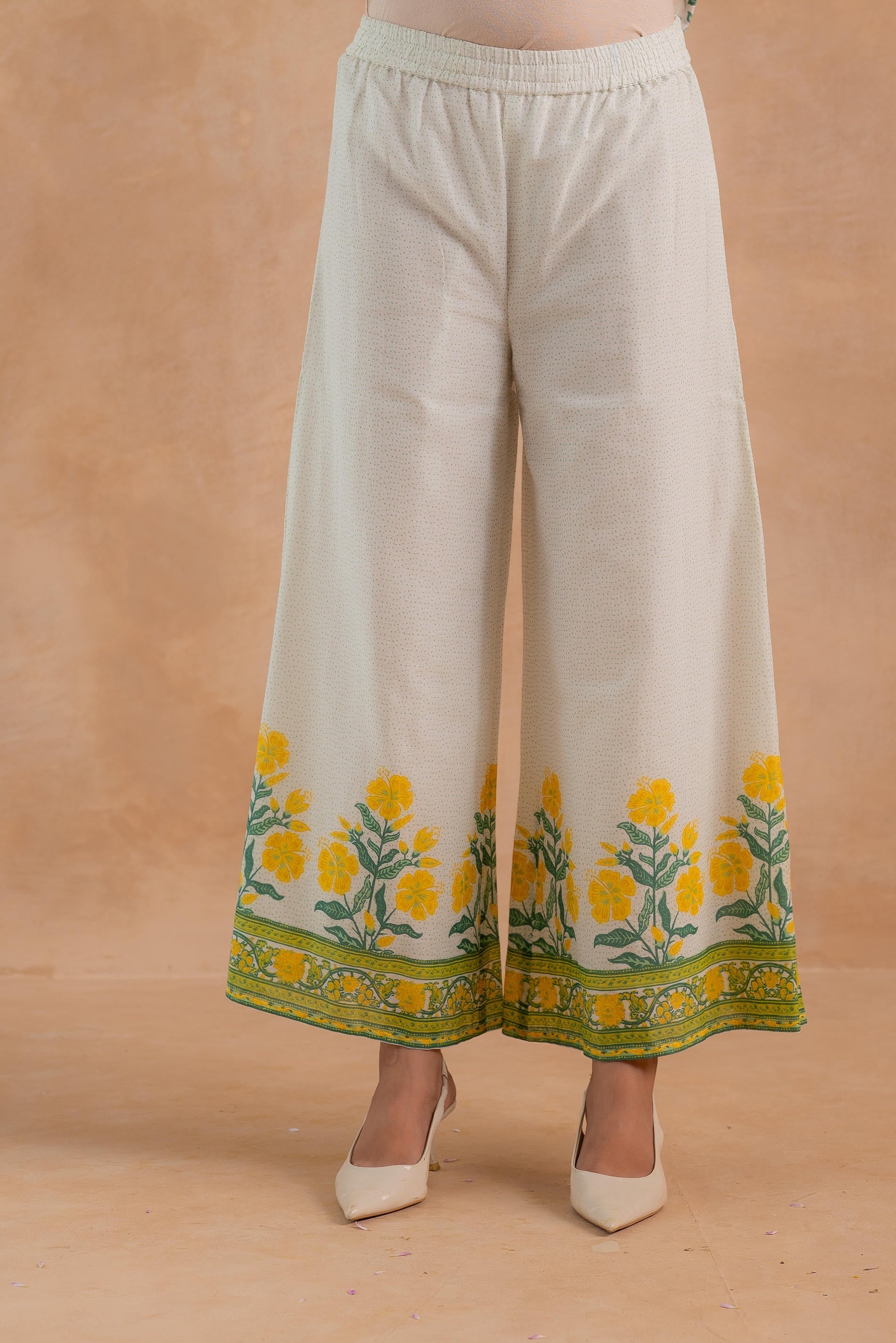 Juniper Gulbahaar Off-White Floral Printed Kurta Palazzo And Dupatta Set