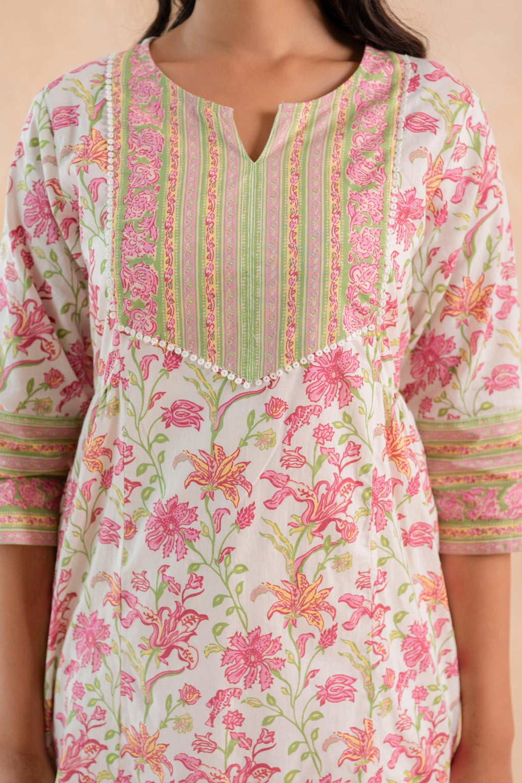 Juniper Ivory Blossom Panelled Kurta