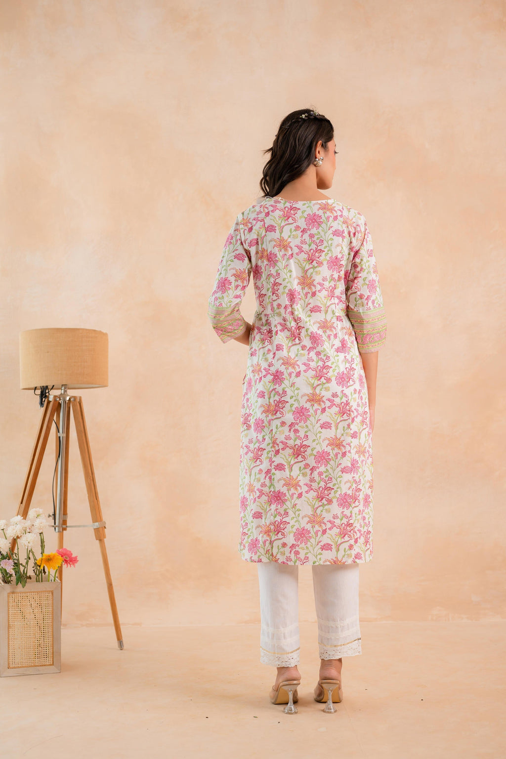 Juniper Ivory Blossom Panelled Kurta