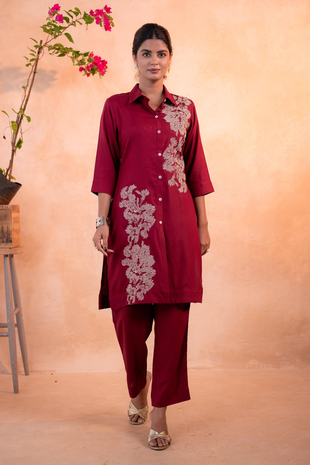 Juniper RedWood Bloom Printed Kurta Set