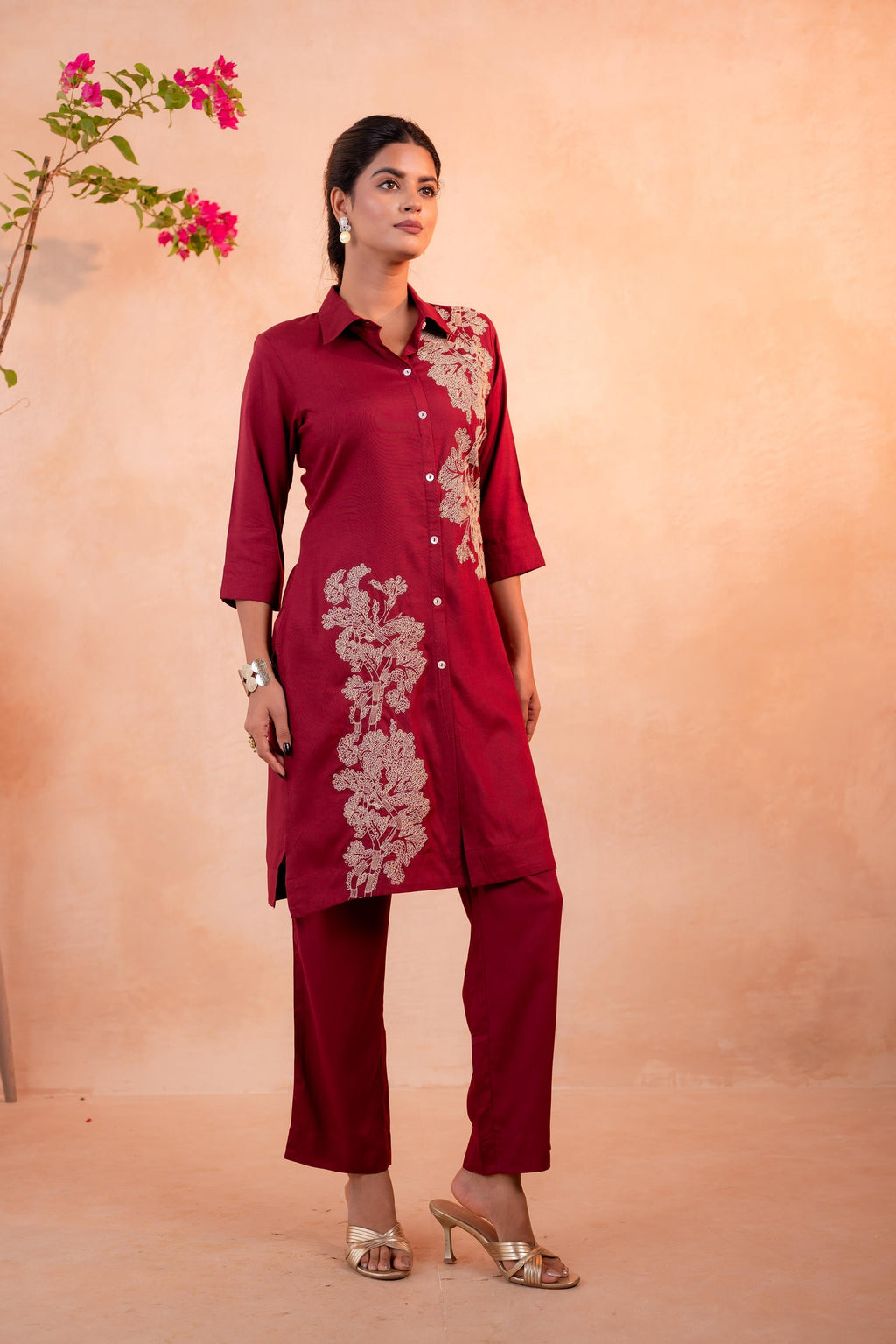 Juniper RedWood Bloom Printed Kurta Set