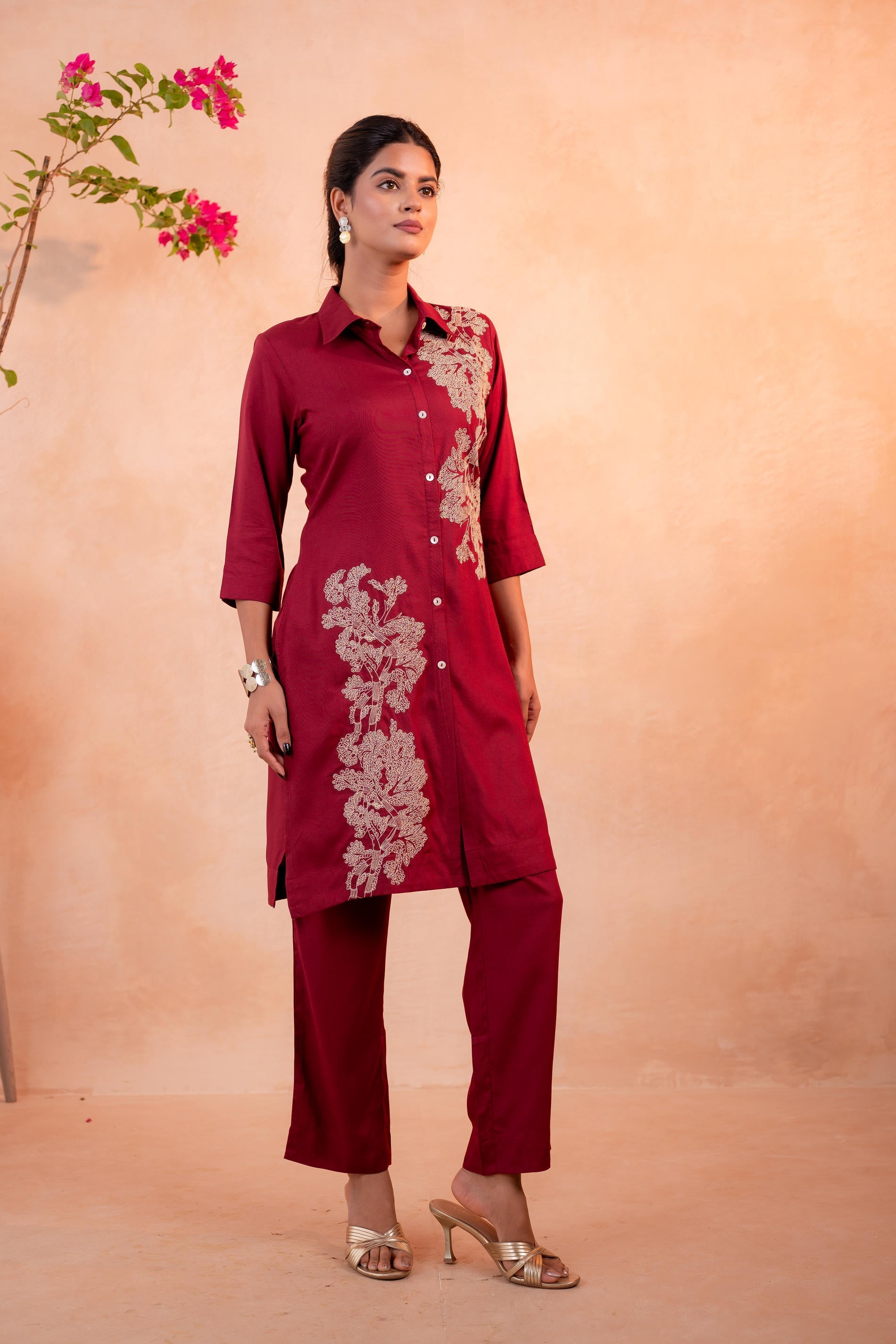 Juniper RedWood Bloom Printed Kurta Set