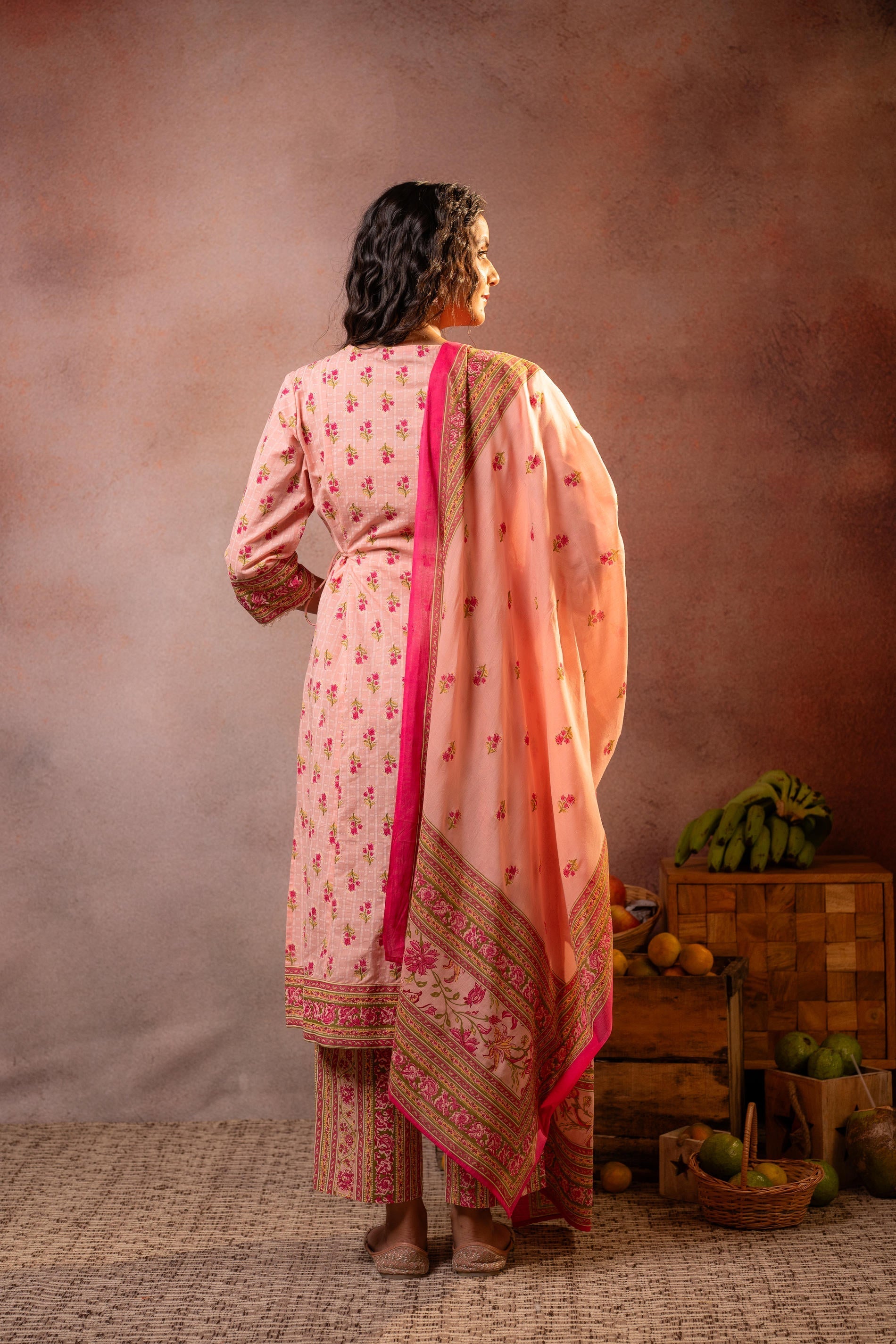 Juniper Gulnaar Garden Printed Kurta Pant And Dupatta Set