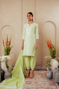 Juniper Sage Green Kurta Set With Subtle Thread Embroidery