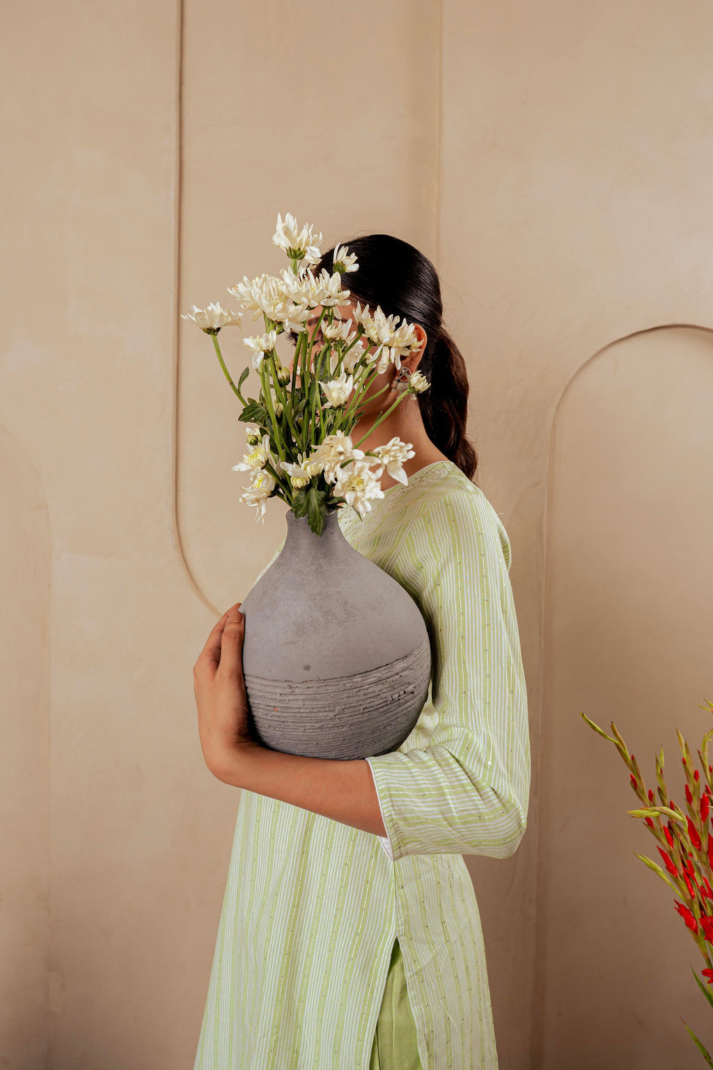 Juniper Sage Green Kurta Set With Subtle Thread Embroidery