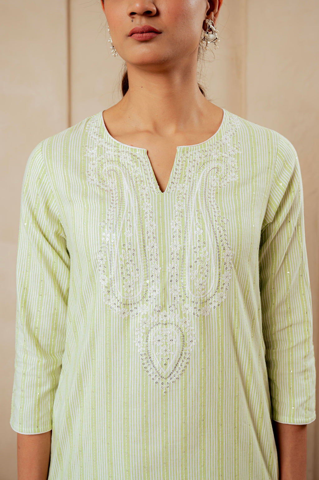 Juniper Sage Green Kurta Set With Subtle Thread Embroidery