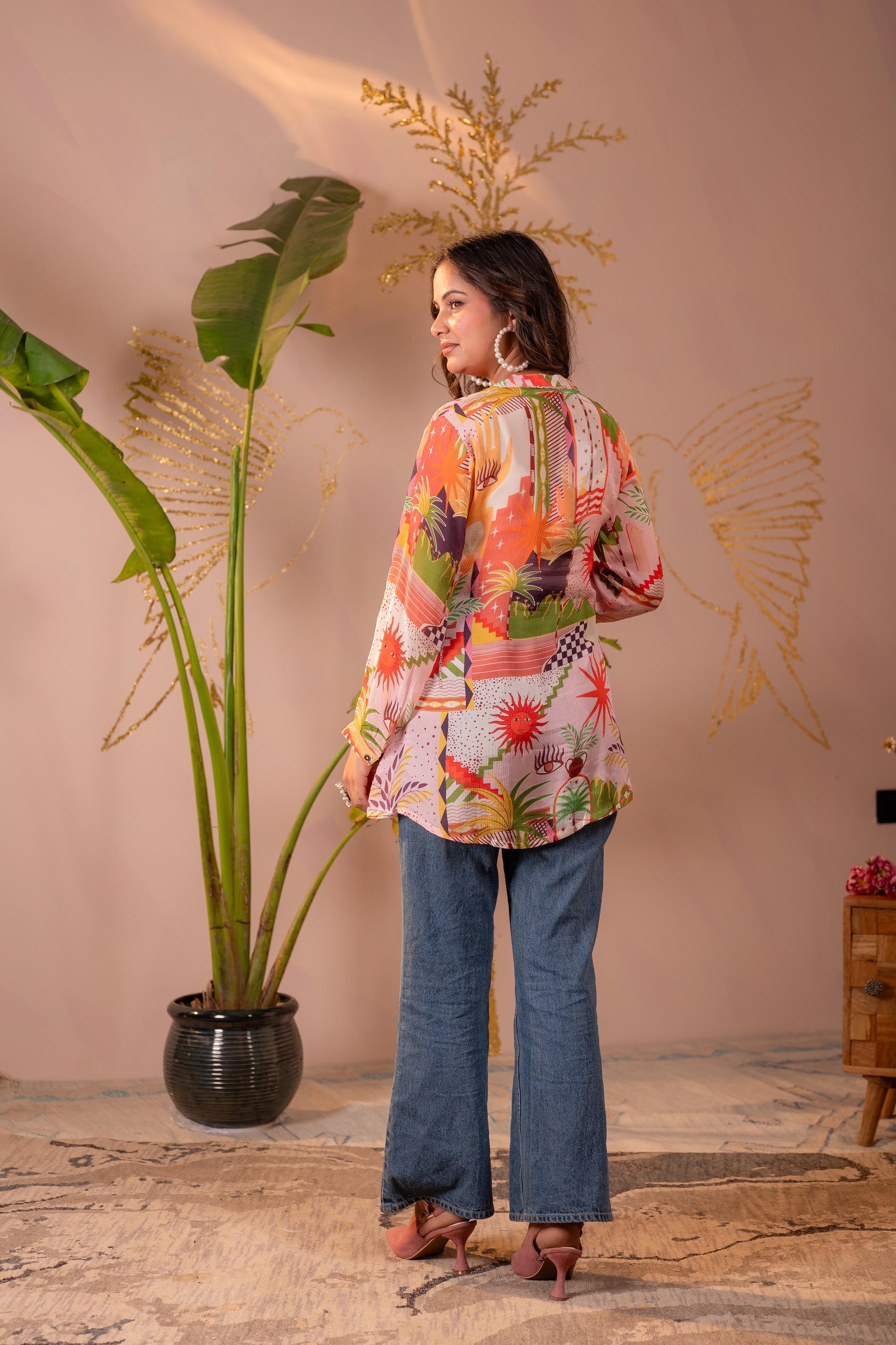 Juniper Abstract Printed Contemporary Tunic Top