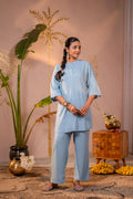 Juniper Blue Whisper Embroidered Comfort Co-ord