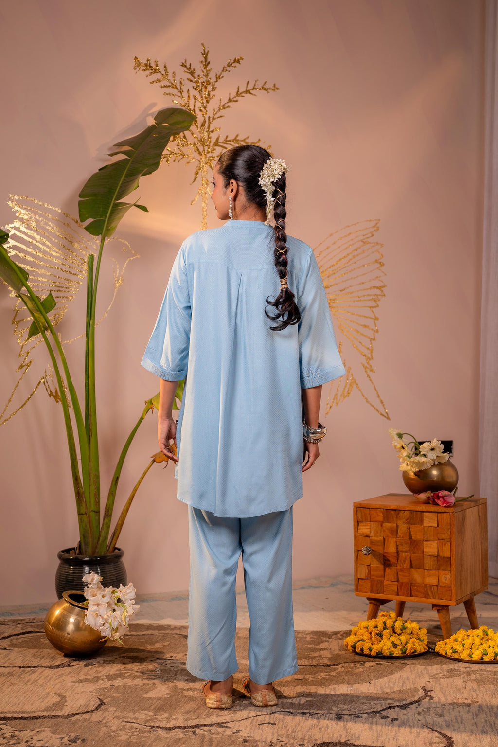 Juniper Blue Whisper Embroidered Comfort Co-ord