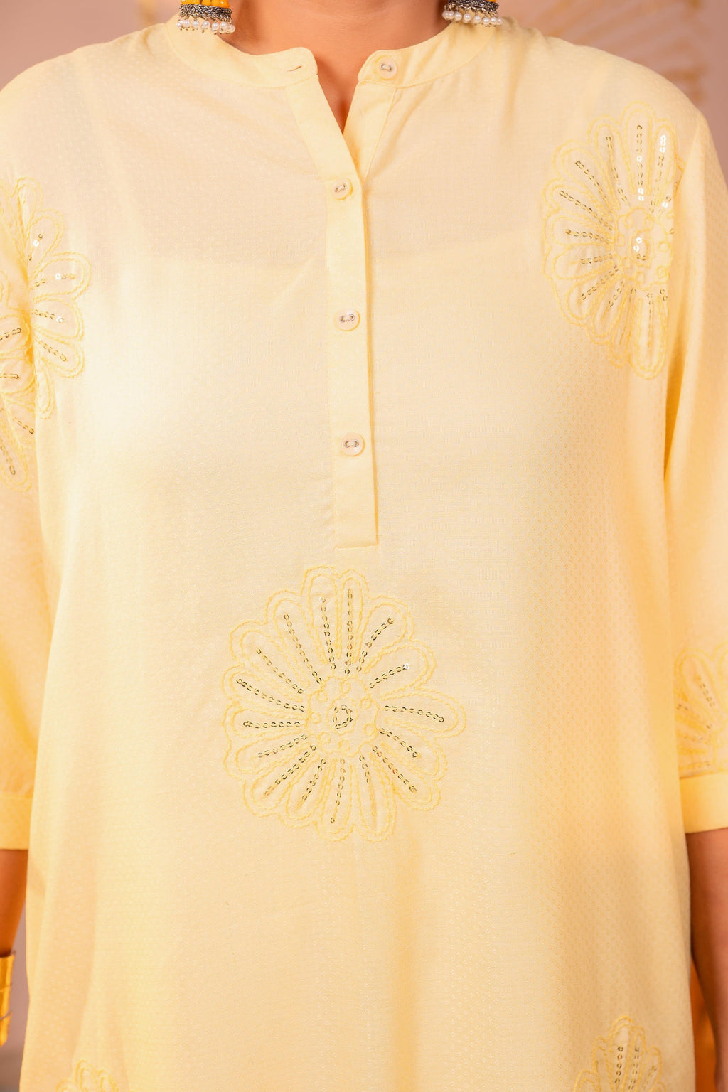 Juniper Light Yellow Whisper Embroidered Comfort Co-ord