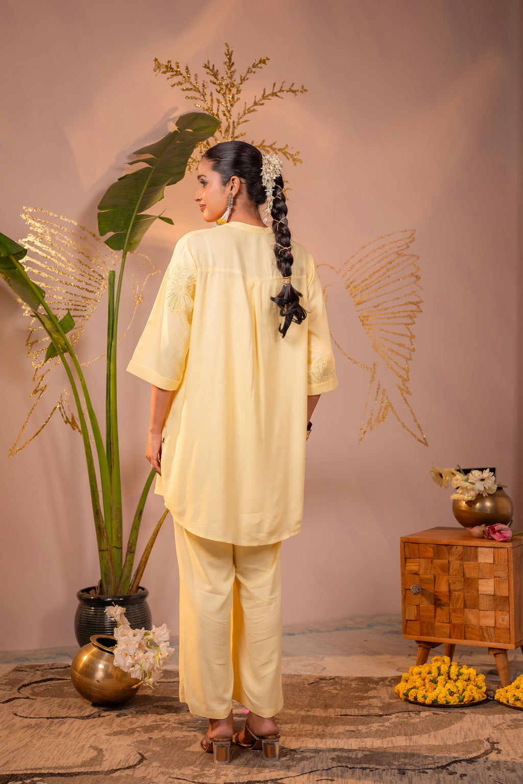 Juniper Light Yellow Whisper Embroidered Comfort Co-ord