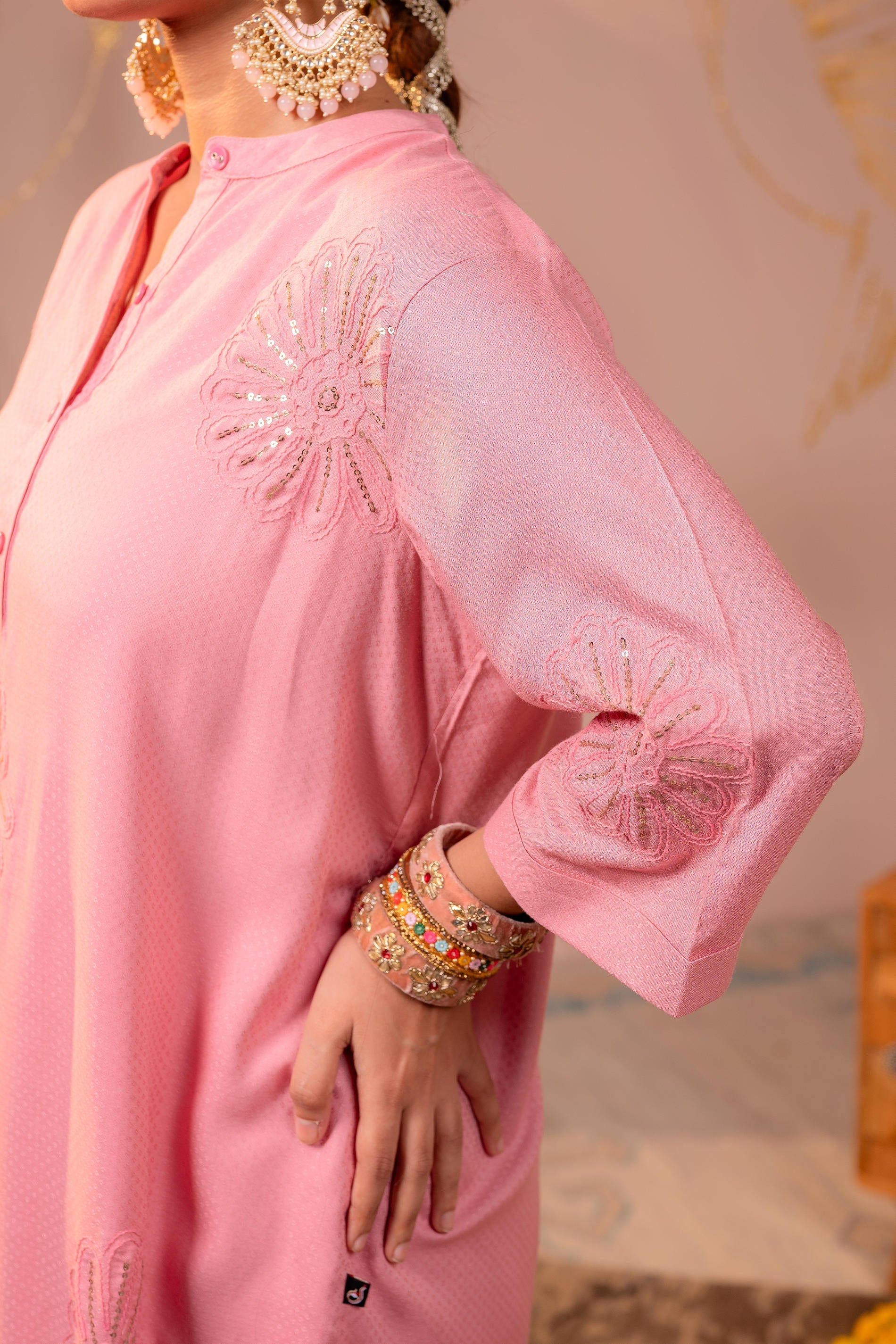 Juniper Pink Whisper Embroidered Comfort Co-ord