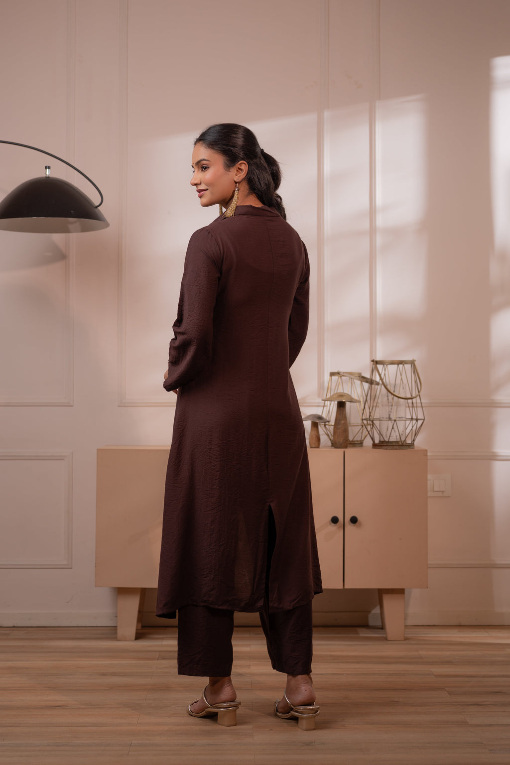 Juniper Modern Chocolate Brown Indo-Fusion Co-Ord Set