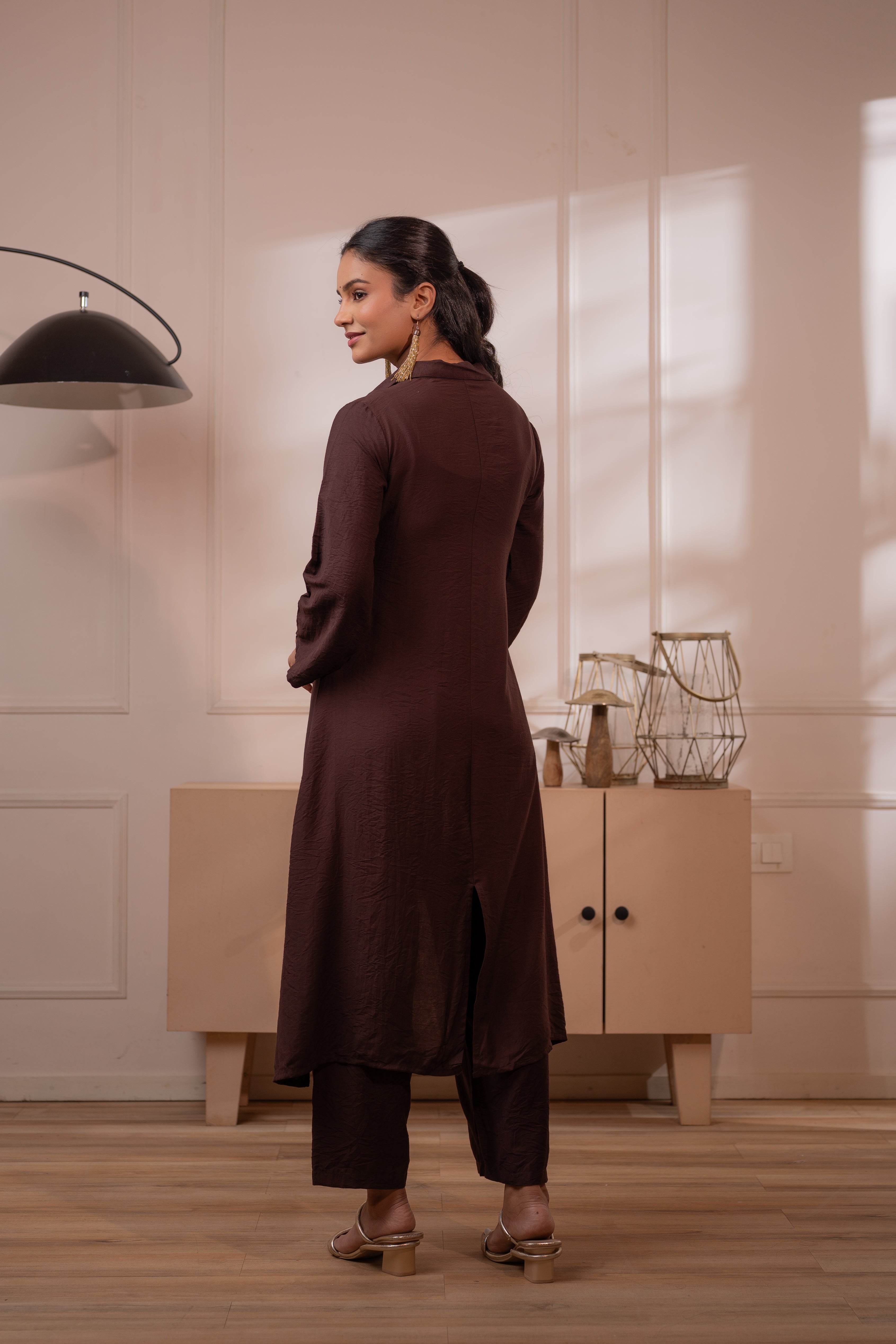 Juniper Modern Chocolate Brown Indo-Fusion Co-Ord Set