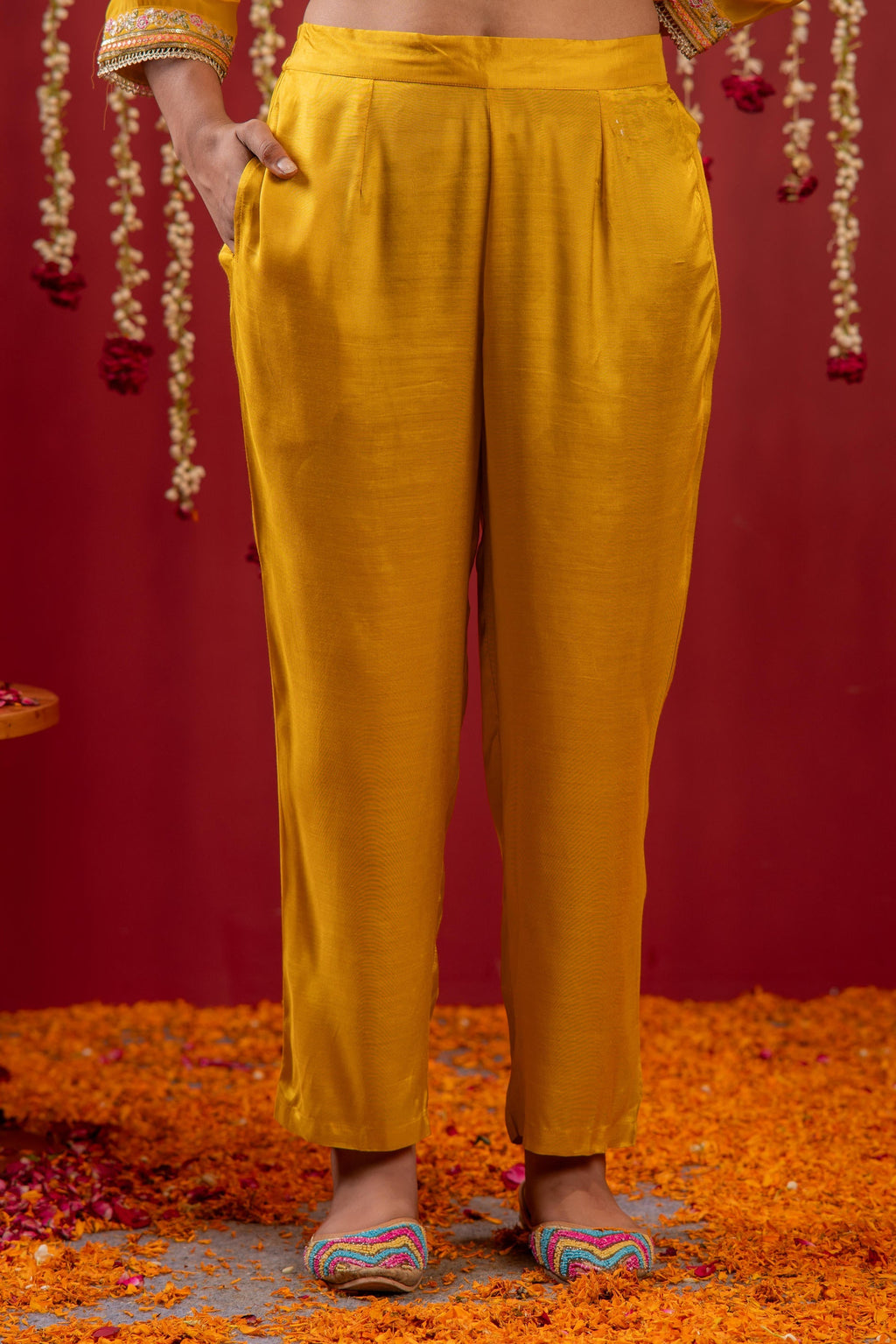 Juniper Mustard Magic Anarkali Kurta Pant And Dupatta Set