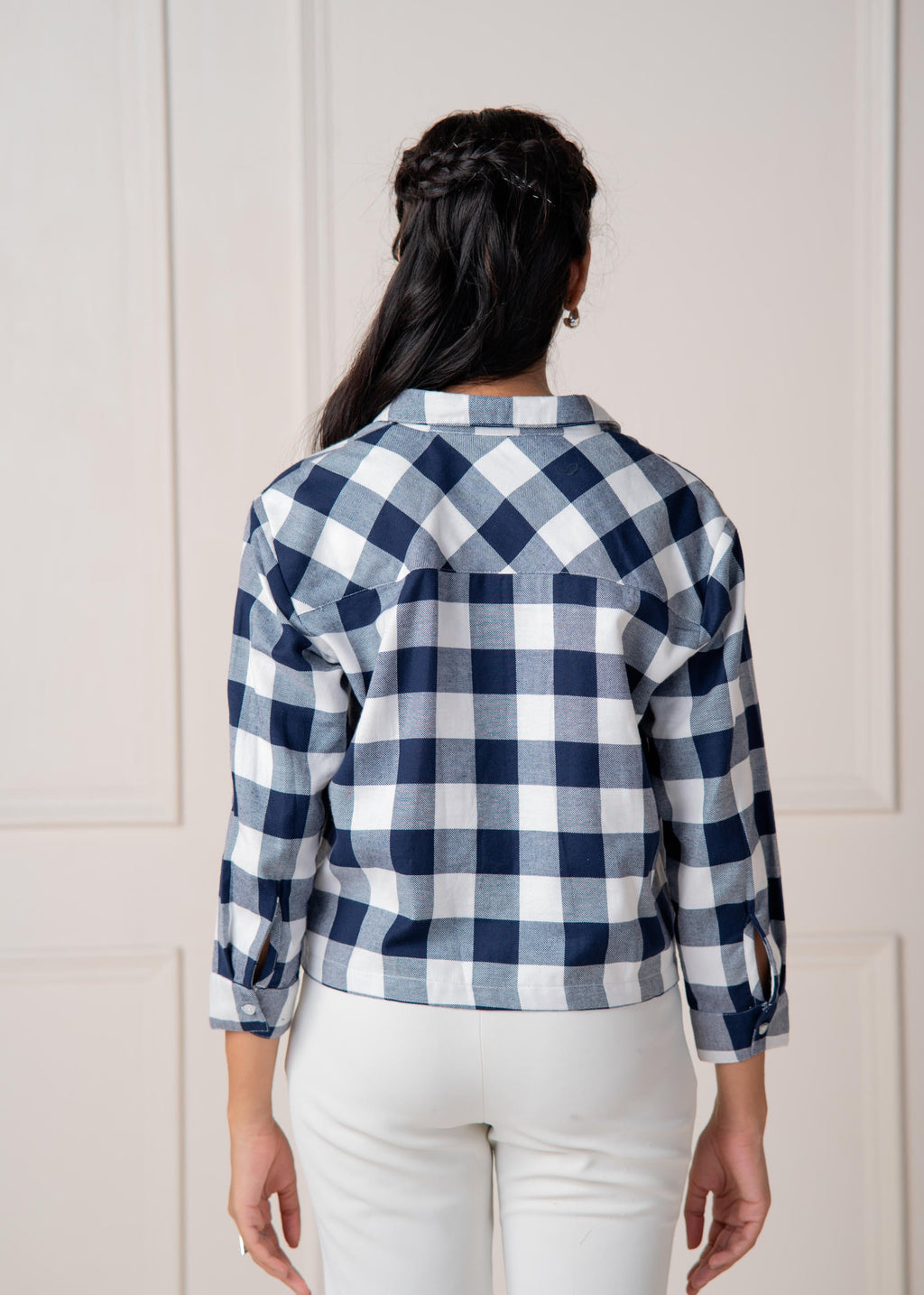 Juniper Lamora Navy & White Large Checkered Casual Button-Down Shirt