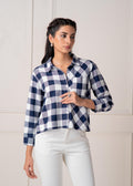 Juniper Lamora Navy & White Large Checkered Casual Button-Down Shirt