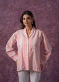Juniper Lamora Peach & White Vertical Striped Relaxed-Fit Button-Down Shirt