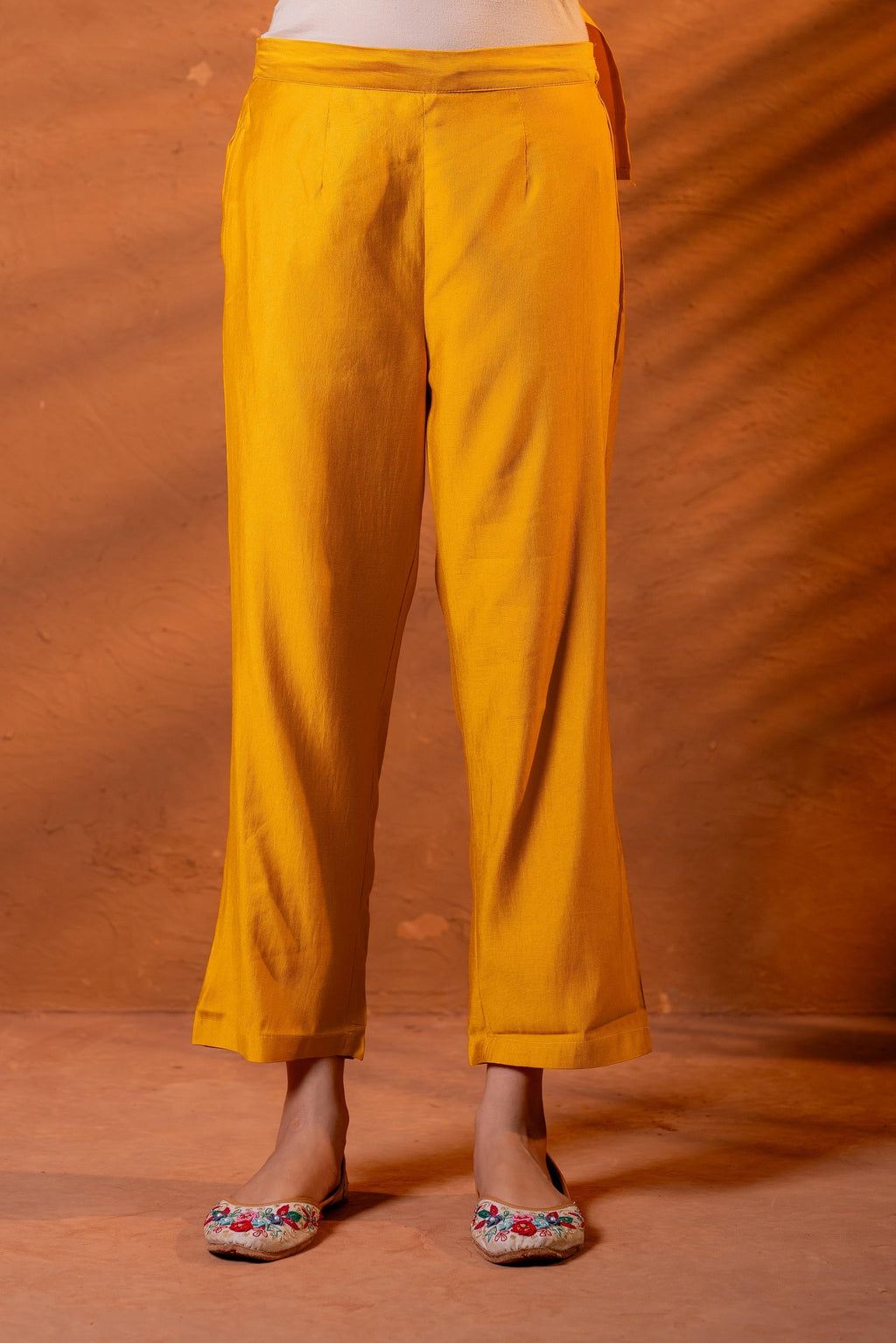 Juniper Mustard, Zari Embroidered Straight Kurta Set With Abstract Printed Dupatta