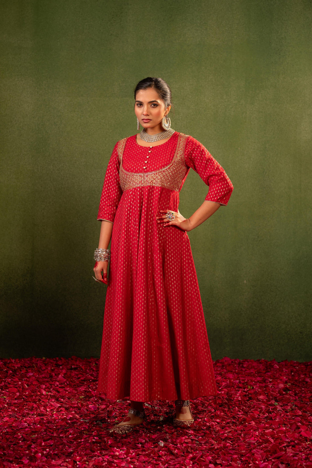 Juniper Gulnaar Riwaayat Maroon Anarkali Dress